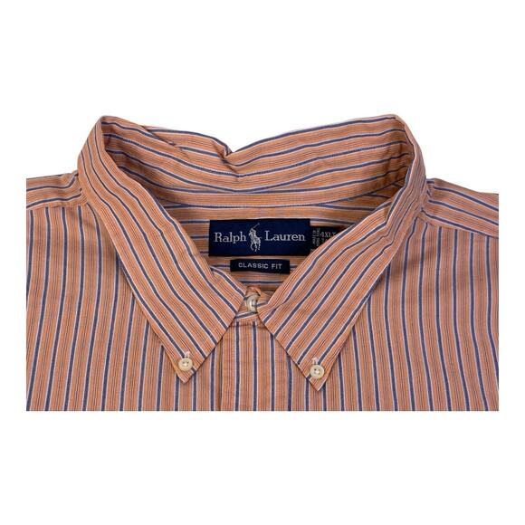 NWT Polo Ralph Lauren Classic Fit Button Down Shirt 4XLT Peach Vertical Strip - Picture 14 of 15
